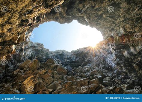 Indian Tunnel Cave in Craters of the Moon National Monument, Idaho, USA Stock Image - Image of ...