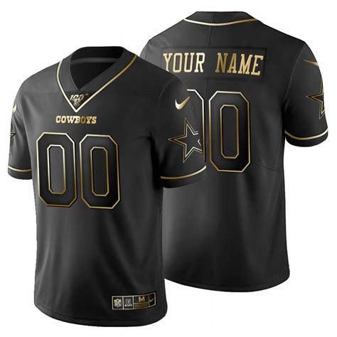 Dallas Cowboys Custom Men's Nike Black Golden Limited NFL 100 Jersey