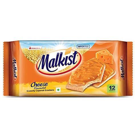 Malkist Cheese Flavoured Crunchy Layered Cracker - Cheese Coated Biscuit 138gm (12 Piece Per ...