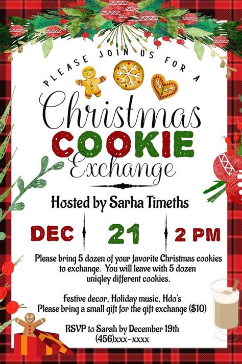 Christmas Cookie Exchange Invitation Template, Editable DYI Invitation, Instant Download Cookie ...