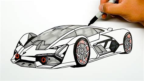 How to draw a car - Lamborghini Terzo Millennio - Step by step #1 - YouTube