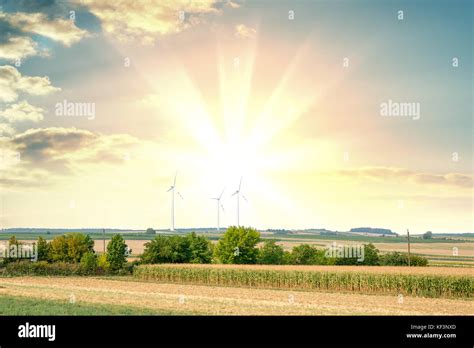 Sunset summer landscape Stock Photo - Alamy