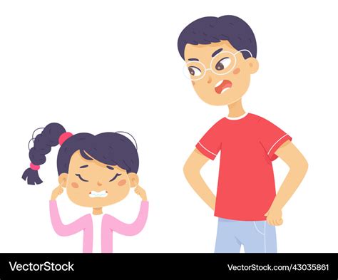 Angry yelling parent and upset child girl Vector Image