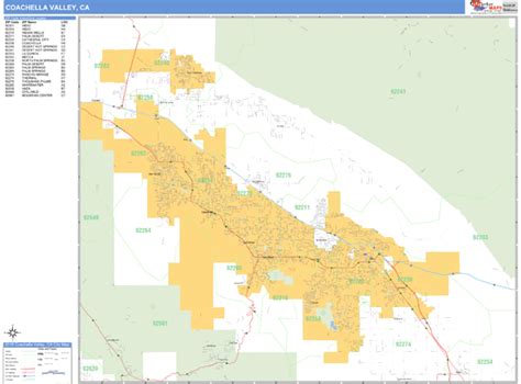 Coachella Valley California Zip Code Wall Map (Basic Style) by MarketMAPS - MapSales