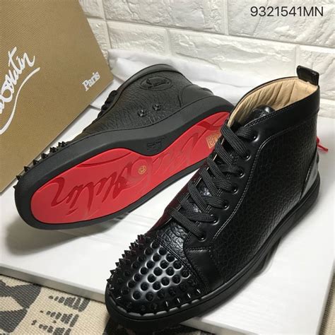 Christian louboutin man sneakers black high tops snake pattern leather