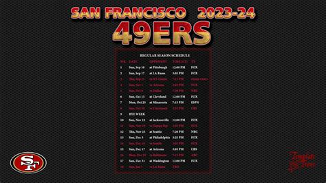 2023-2024 San Francisco 49ers Wallpaper Schedule