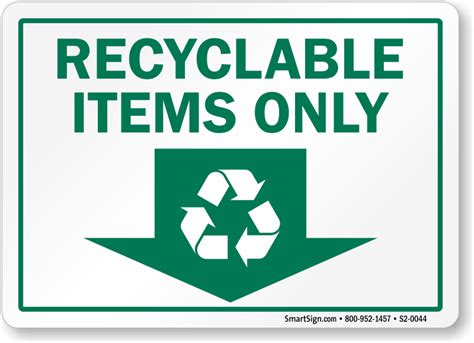 Recyclable Items Only Down Arrow Recycle Symbol Sign, SKU: S2-0044