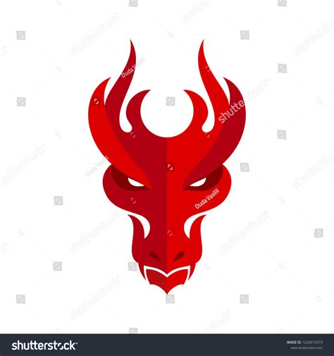 Red Dragon Head Icon. Filled Flat Sign, Solid - Royalty Free Stock Vector 1224012019 - Avopix.com