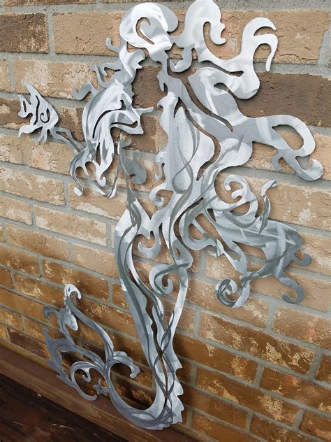 Mermaid Metal Wall Art, Aluminum Mermaid, Metal Mermaid, Fish Metal Art, Ocean Metal Art, Beach ...