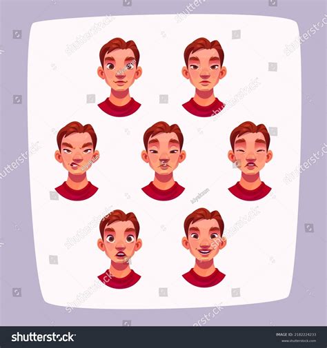 Young Man Face Expressions Cartoon Male Stock Vector (Royalty Free ...