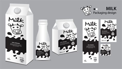 Milk package design, milk label design, Milk boxes set and bottle ...