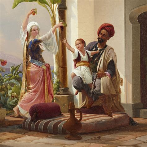 Orientalist painting of a family by Simonsen | Mayfair Gallery