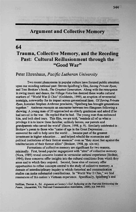 (PDF) Trauma, Collective Memory, and the Receding Past: Cultural ...