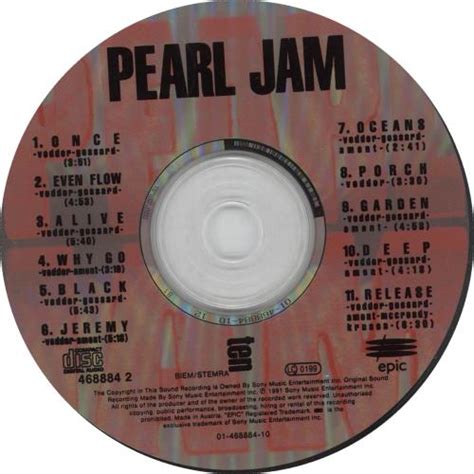 Pearl Jam Ten UK CD album (CDLP) (221442)