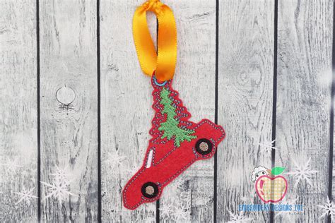 Christmas Car with Tree Ornament · Creative Fabrica