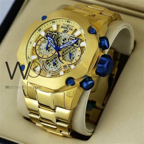 INVICTA CHRONOGRAPH WATCH GOLD WITH STAINLESS STEEL GOLDEN BELT | Watches Prime