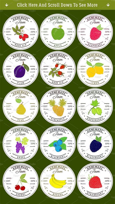 Jam Labels Design Template vol.1 | Jam label, Jam jar labels, Label design