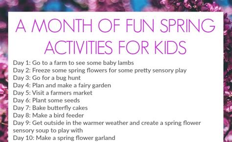 A Month of Fun Spring Activities for Kids: Free Printable - Crafts on Sea