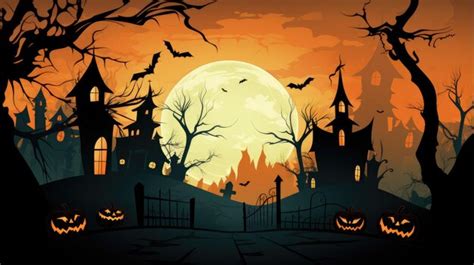 Premium AI Image | Halloween silhouette background with moon