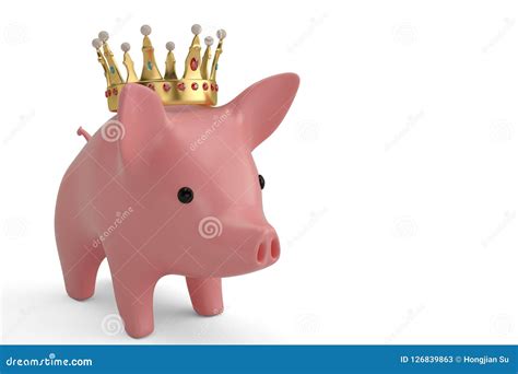 Pink Piggy Bank with Crown.3D Illustration Stock Illustration - Illustration of gold, success ...