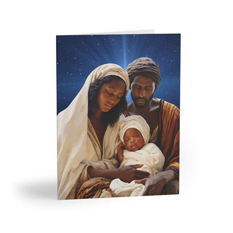 African American Christmas Card, Nativity Religious Christmas Card Set, Afrocentric Blank ...