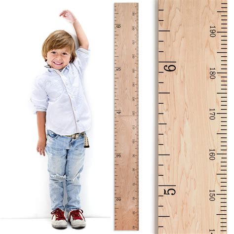 Buy Schoolhouse Wooden Ruler Growth Chart for Kids, Boys & Girls | Wood Height Chart | Natural ...