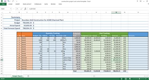 Construction Project Cost Control – Excel Template – Workpack pertaining to Job Cost Report ...