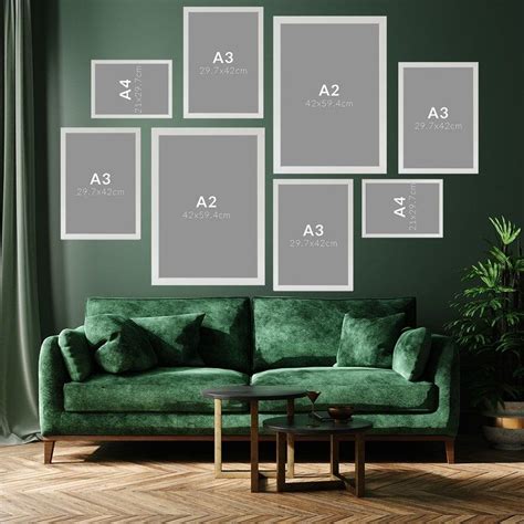 8 Piece White Wooden Picture Frame Set, 2x A2, 4 X A3 Frame, 2 X A4 ...