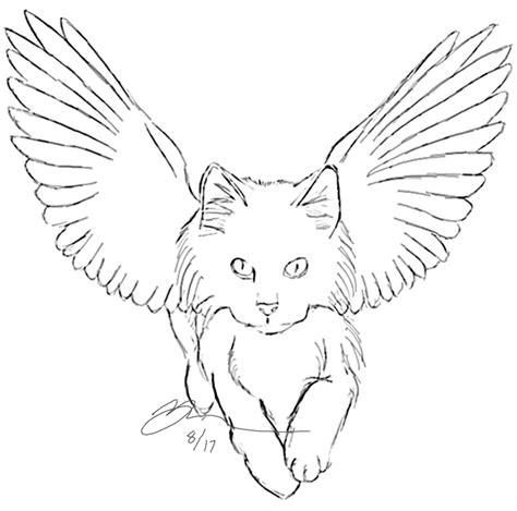 Flying Cat Drawing at PaintingValley.com | Explore collection of Flying ...