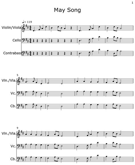 May Song - Sheet music for Violin, Cello, Contrabass