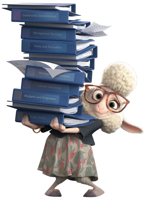 Zootopia Dawn Bellwether Holding Stack Of Files transparent PNG - StickPNG