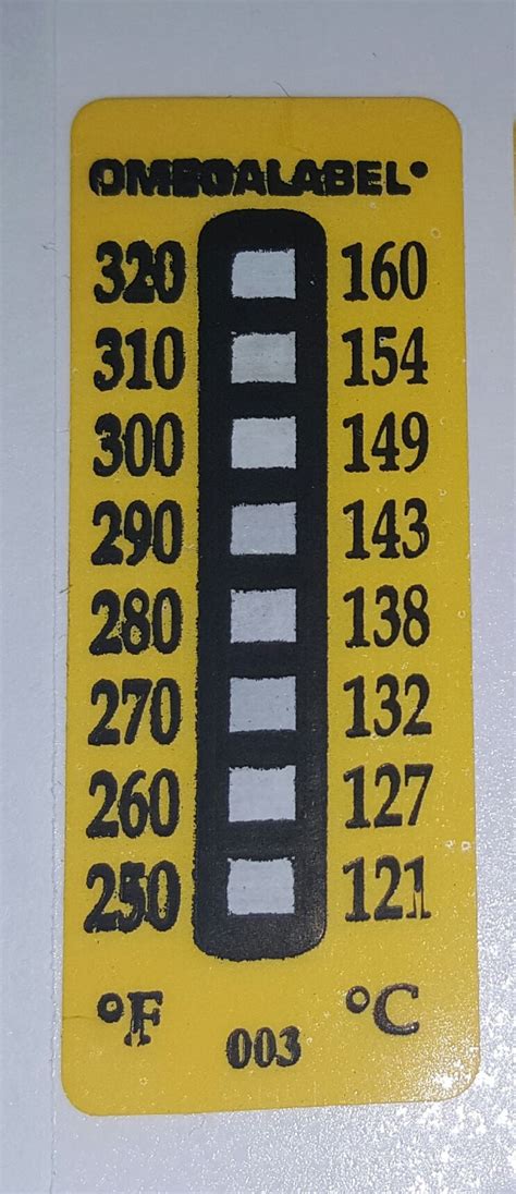 OMEGA Temperature Label 250F - 320F