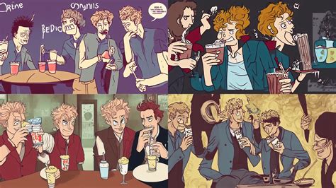 good omens gabriel and beelzebub drinking a milkshake | Stable ...