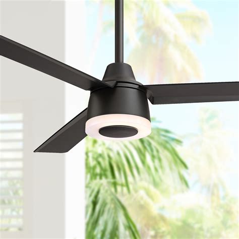 50" Casa Vieja Modern Outdoor Ceiling Fan with Light LED Dimmable Remote Matte Black Damp Rated ...