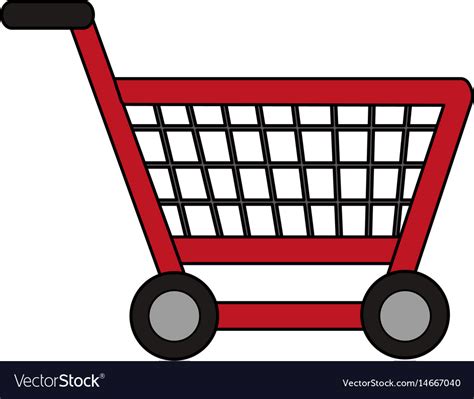 Color image cartoon shopping cart with wheels Vector Image