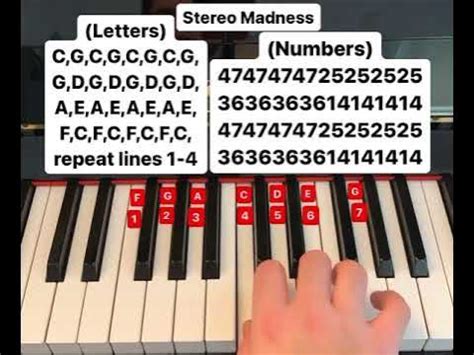 Stereo Madness piano tutorial (letters and numbers) - YouTube