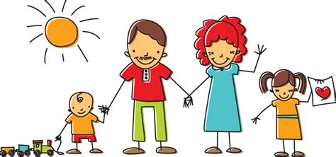 Cartoon Family of 6 - Cute Illustrations and Images