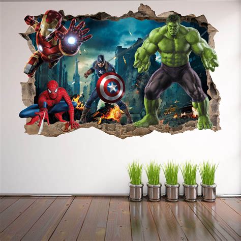 Superhero Wall Decal Sticker Mural Poster Print Art Spiderman | Etsy