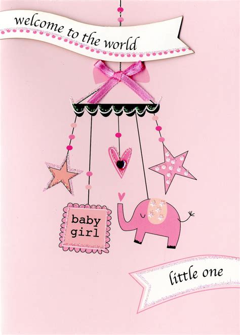 Welcome Baby Girl New Baby Greeting Card | Cards