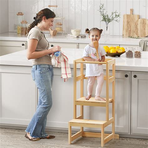 AMBIRD Toddler Step Stool, 3 Adjustable Height Kitchen Step Stool for ...