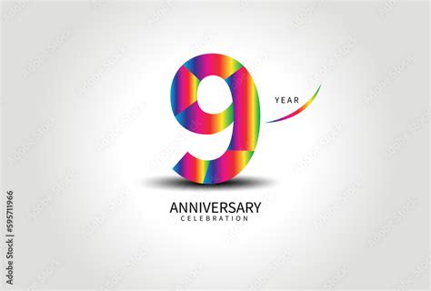 9 Year Anniversary Celebration Logo colorful vector, 9 Number Design ...