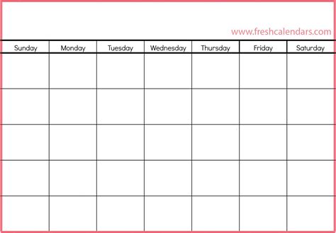 Printable Blank Calendar Templates