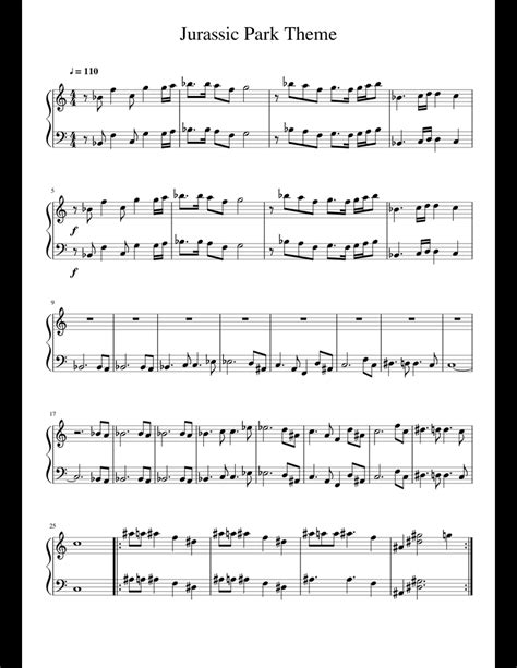 Jurassic Park Theme sheet music for Piano download free in PDF or MIDI