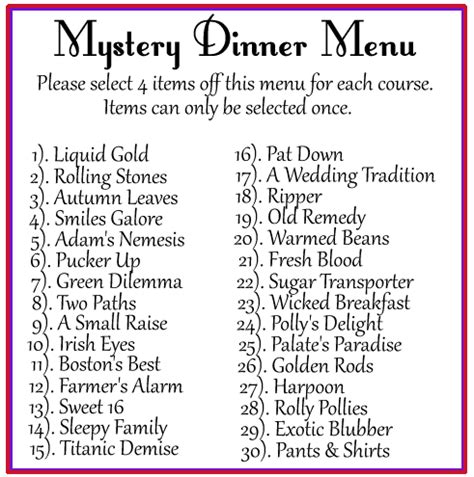 Dinner Reciepes For Murder Mystery Dinners / The Dinner Detective ...