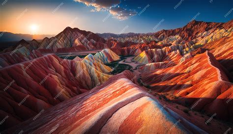 Premium AI Image | Zhangye Danxia Geopark China wallpaper image Ai generated art