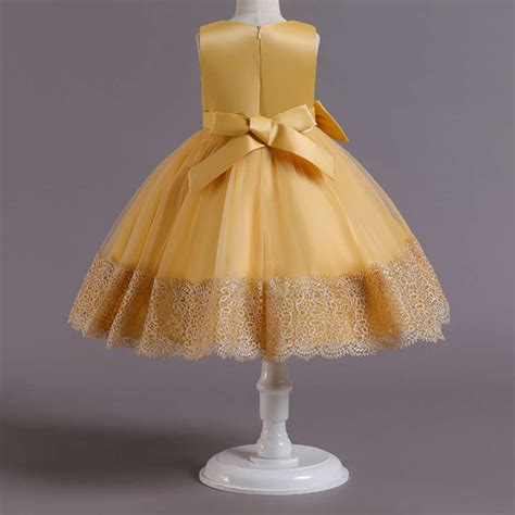 Shop Online Girls Yellow Bow Applique Party Dress at ₹1769