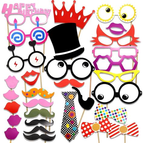 31 Pieces Happy Birthday Photo Booth Props Kids Boy Girl Photobooth ...