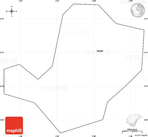 Blank Simple Map of Obuasi, cropped outside