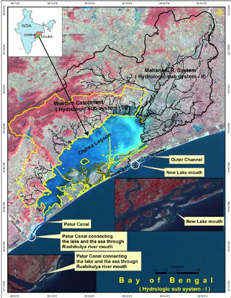 Location map of Chilika Lake and its connection with river systems and... | Download Scientific ...