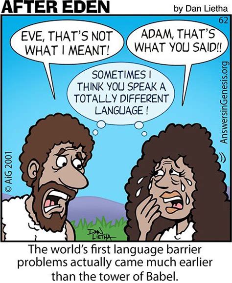 After Eden 62: First Language Barrier | Language barrier, First language, Bible humor